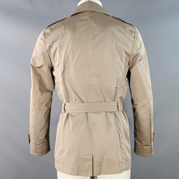 DANIELE ALESSANDRINI Size 38 Khaki Satin Double Breasted Belted Jacket - Picture 3 of 11
